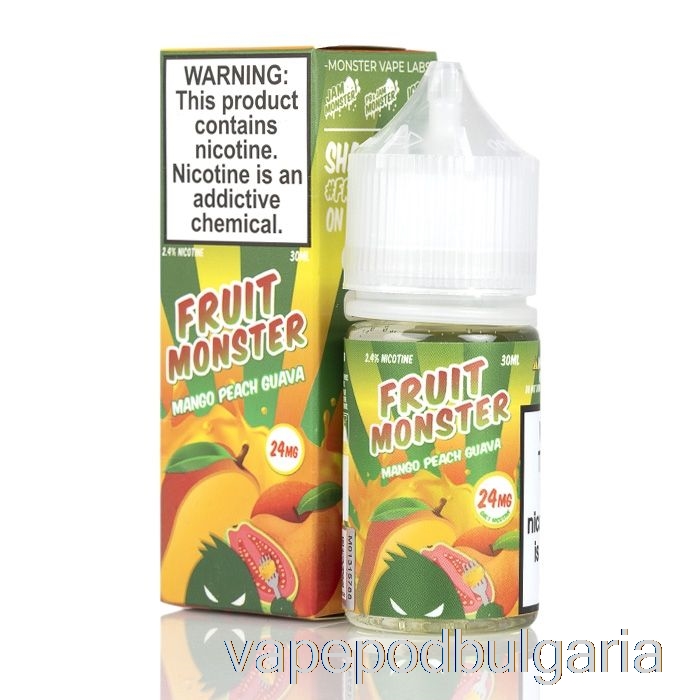 Vape 10000 Дръпки Mango Peach Guava - Fruit Monster Salts - 30ml 48mg